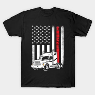 Vintage USA Trucker American Flag Truck Driver T-Shirt